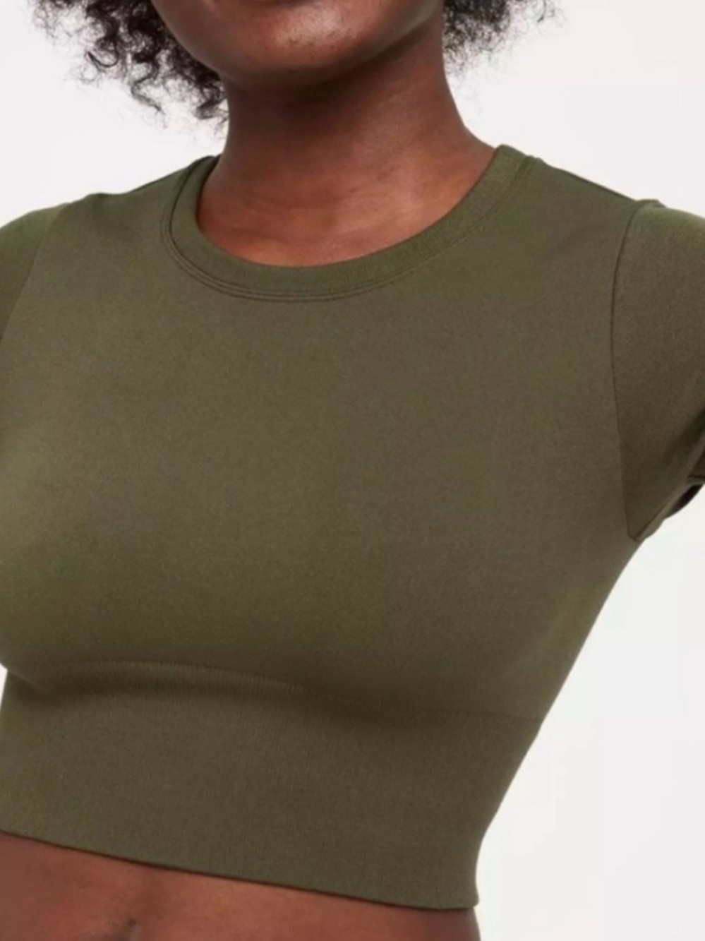 aerie Offline Sidewalk Cropped Olive Crewneck Tee